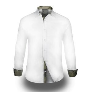 EIGHTH ORDER Men's White Shirt with Camouflage Accents